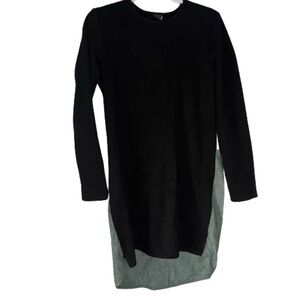 10 Crosby Derek Lam Black Shift Dress Chambray Leather Panels Barneys Womens M.